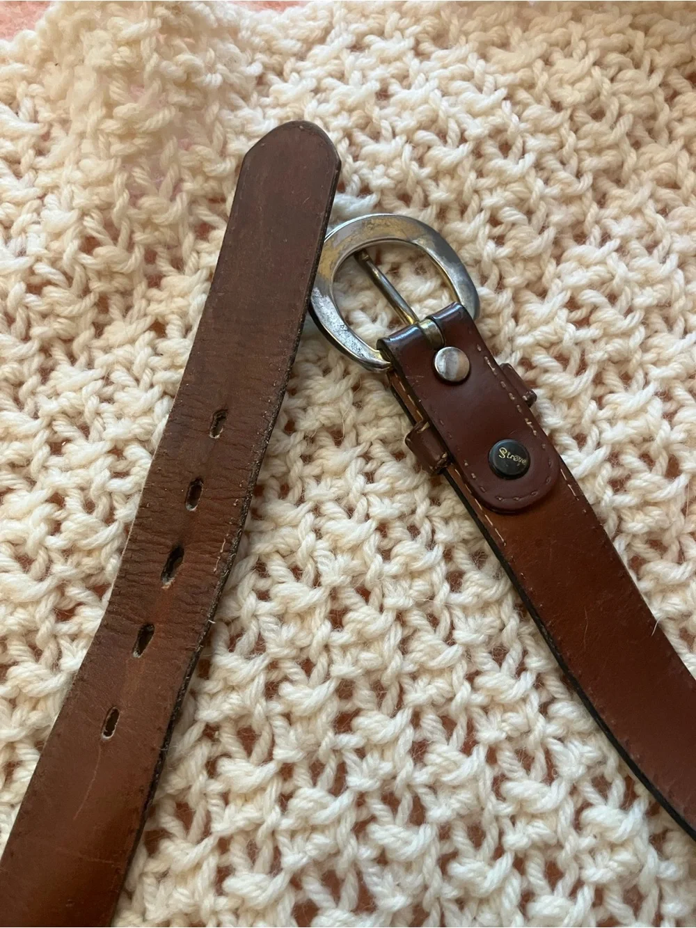Leather 36” belt Scott’s Saddle with silver tone buckle